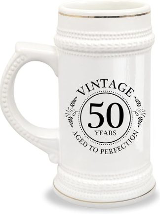 Пивная кружка к 50-летию - «Рожден в 1968 году» - Винтажная, 50 лет - Подарок к пятидесятилетию, 22 унции