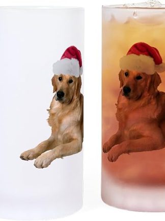 Кружка для пива CafePress Golden Retriever Christmas Frosted Stein объемом 16 унций (473 мл) из матового стекла.