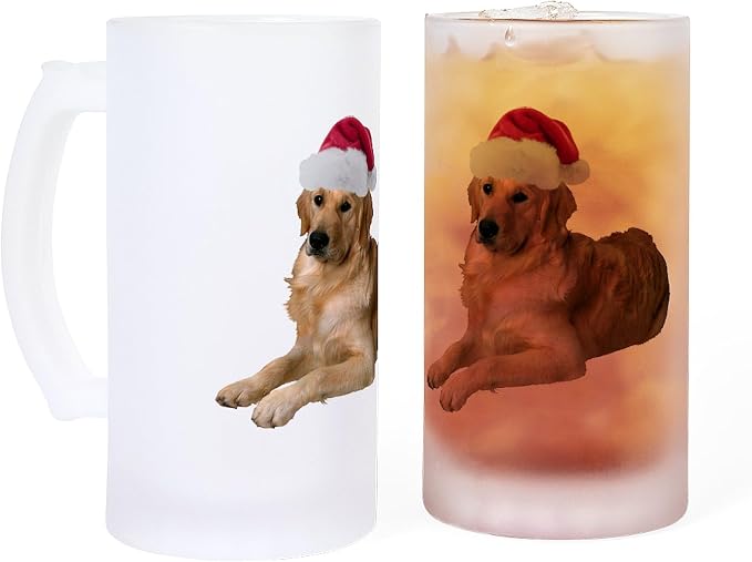 Кружка для пива CafePress Golden Retriever Christmas Frosted Stein объемом 16 унций (473 мл) из матового стекла.