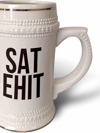 3dRose Word Scramble - SAT EHIT BW - 22oz Stein Mug (stn-384510-1)