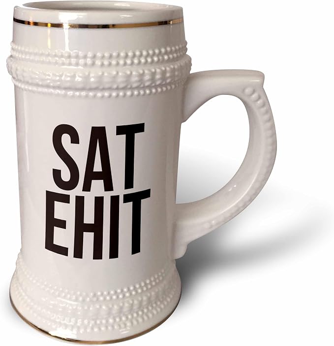3dRose Word Scramble - SAT EHIT BW - 22oz Stein Mug (stn-384510-1)