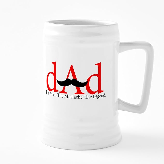 Керамическая пивная кружка CafePress с изображением рыжих папиных усов, 740 мл.