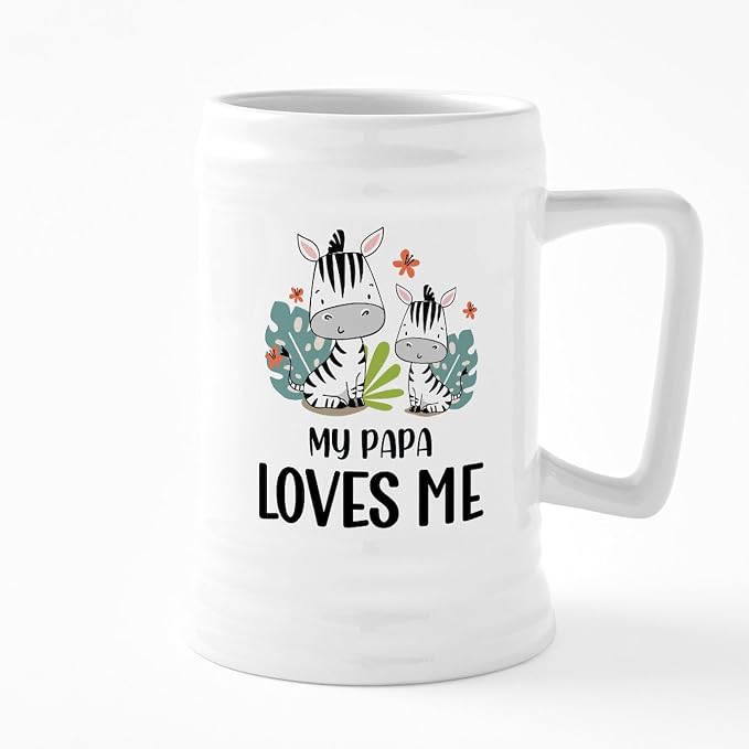 CafePress My Papa Loves Me | Zebras Керамическая пивная кружка 25 унций