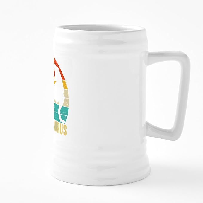 CafePress Abuelosaurus T Rex Dinosaur 2 Kids Fathers Day, Chr 25 oz Ceramic Beer Stein Mug