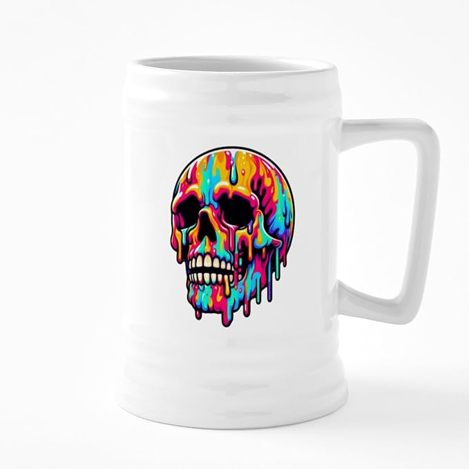 Керамическая пивная кружка CafePress «Яркий тающий череп» объемом 25 унций.