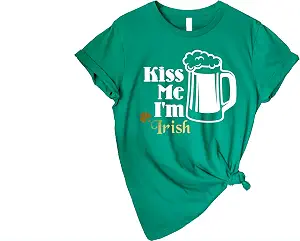 Футболки Kiss Me Im Irish, футболки ко Дню Святого Патрика для женщин, футболки на удачу для мужчин, ирландские футболки, футболки с клевером, костюмы для вечеринки Green Day, футболка Drink Beer.