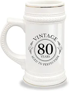Пивная кружка к 80-летию - «Рожден в 1938 году» - Винтажная, 80 лет - Подарок к восьмидесятилетию, 22 унции