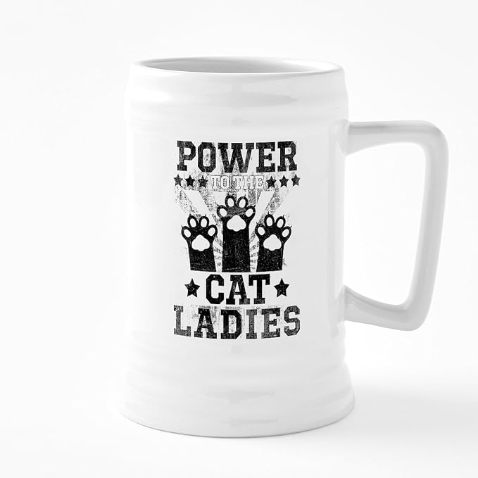 Керамическая пивная кружка CafePress Power To The Cat Ladies объемом 25 унций.