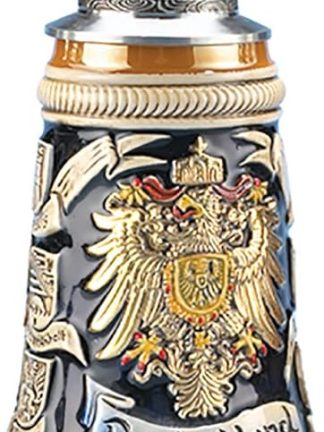 M. CORNELL IMPORTERS 6442 Бундесваппен. Немецкая пивная кружка из каменной керамики, расписанная вручную.