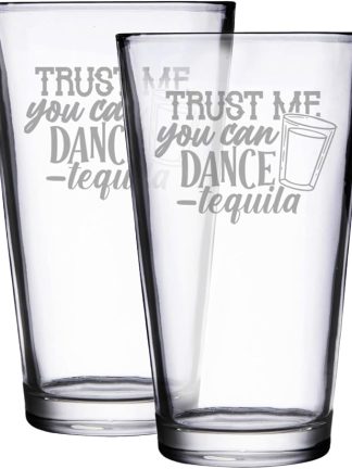 Набор из 2 бокалов Hat Shark Trust Me You Can Dance Tequila с лазерной гравировкой для пива, объемом 16 унций.