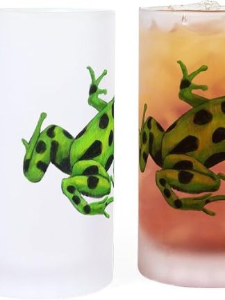 Кружка для пива CafePress Green Dart Frog Frosted Stein объемом 16 унций (473 мл) из матового стекла.