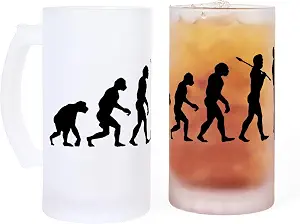 Пивная кружка CafePress Evolution Frosted Stein объемом 16 унций (473 мл) из матового стекла.