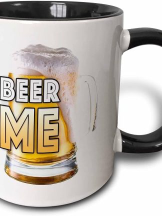 Изображение от 3dRose со словами Beer Me и пивным бокалом объемом 15 унций, двухцветная черная кружка.