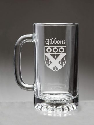 Стеклянная пивная кружка Gibbons с ирландским гербом (с пескоструйной обработкой).