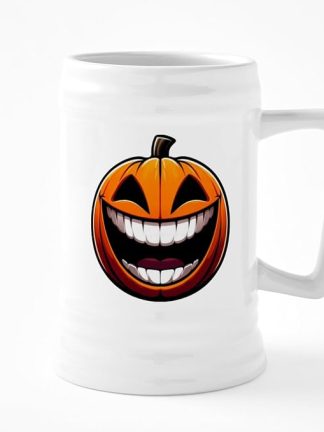 CafePress Большая улыбка Тыква-фонарь Хэллоуин Октябрьские праздники Керамическая пивная кружка 25 унций