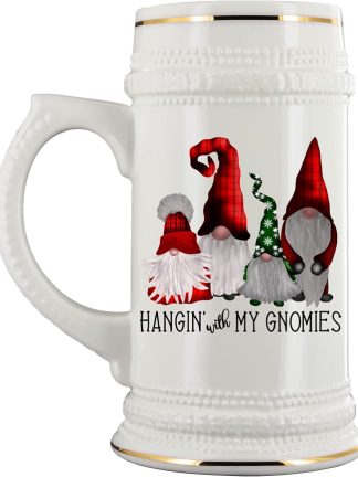 Кружка для пива Hanging With My Gnomies в скандинавском стиле с изображением гнома. Идеи для рождественских праздников для друзей. Керамическая кружка объемом 22 унции.