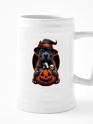 Кружка для пива CafePress Dog Halloween Pitbull Witch из керамики, 25 унций.