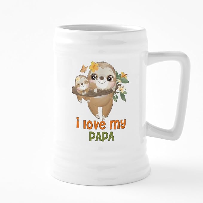 CafePress I Love My Papa Керамическая пивная кружка объемом 25 унций