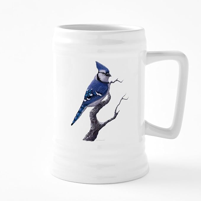 Керамическая пивная кружка CafePress «Голубая сойка» объемом 25 унций.