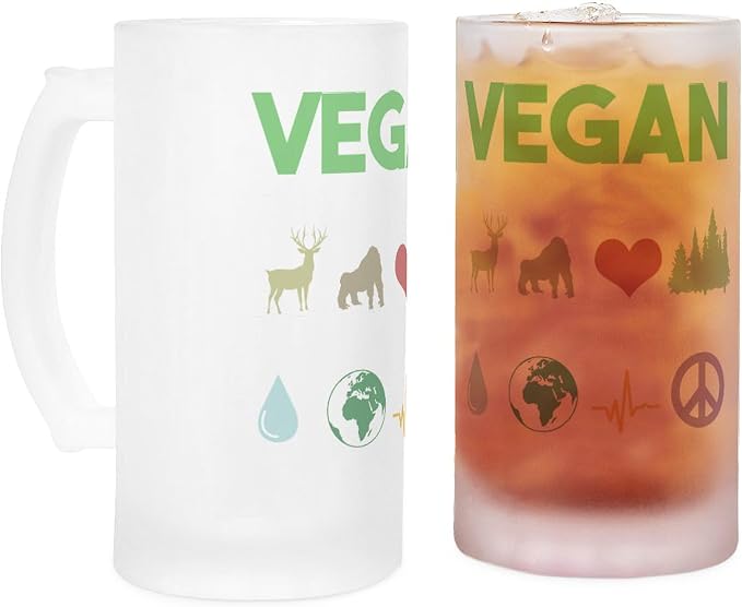 CafePress Веганство Вегетарианство Гурман Овощи G Матовая кружка для пива 16 унций Матовое стекло для пива