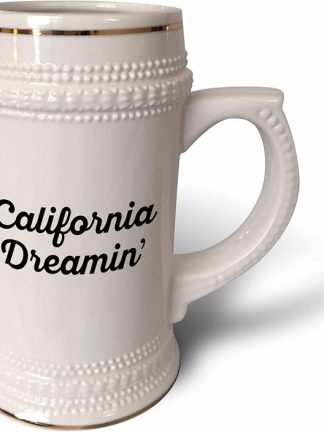 Кружка-барбекю 3dRose объемом 22 унции — California Dreamin. Крупный черный шрифт на белом фоне. Stamp City — типографика.