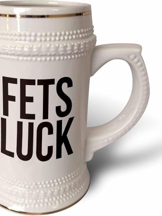 3dRose Word Scramble - FETS LUCK BW - 22oz Stein Mug (stn-384502-1)