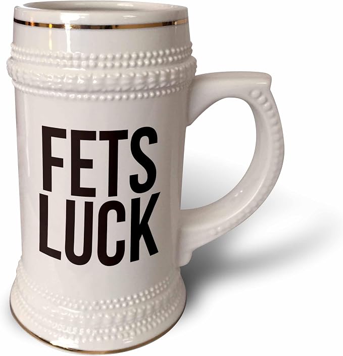 3dRose Word Scramble - FETS LUCK BW - 22oz Stein Mug (stn-384502-1)