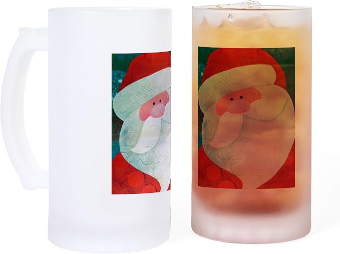 Кружка для пива CafePress Santa Face Frosted Stein объемом 16 унций (473 мл) из матового стекла.