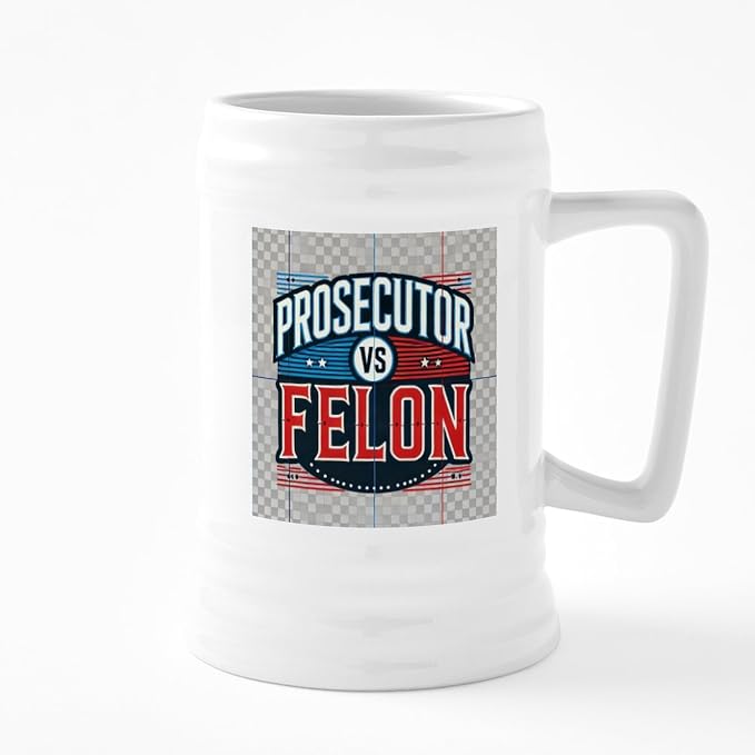 Керамическая пивная кружка CafePress «Прокурор против преступника» объемом 25 унций.