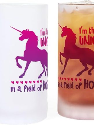 Кружка для пива CafePress Unicorn Frosted Stein объемом 16 унций (473 мл) из матового стекла.