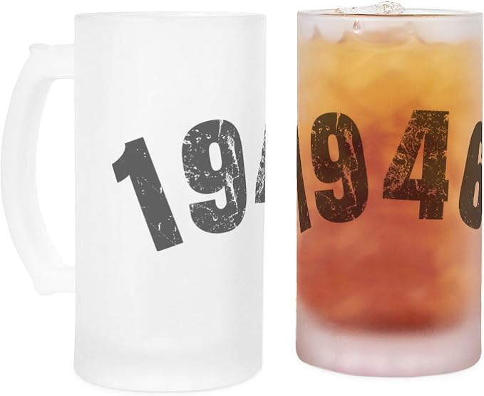 Пивная кружка CafePress из матового стекла, 16 унций, винтажная, 1946 года выпуска.