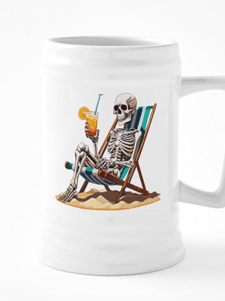 Кружка для пива CafePress Tropical Beach Summerween Skeleton из керамики, 740 мл