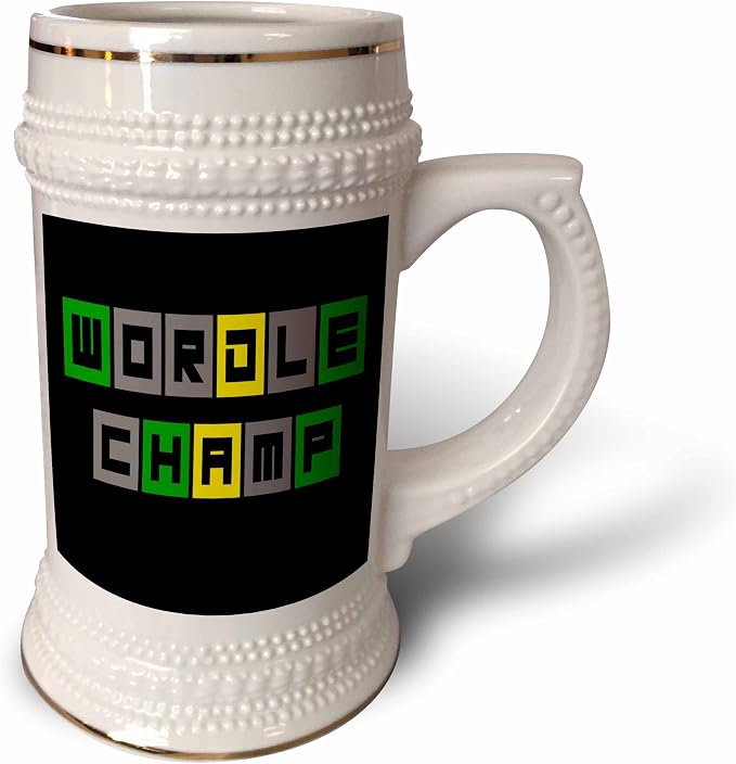 Кружка 3dRose 22 унции - Забавная и милая кружка Wordle Champ, игра в слова Wordle, мультфильмы, спорт и хобби.