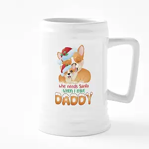 CafePress Daddy Baby Christmas Corgi 25 oz Ceramic Beer Stein Mug