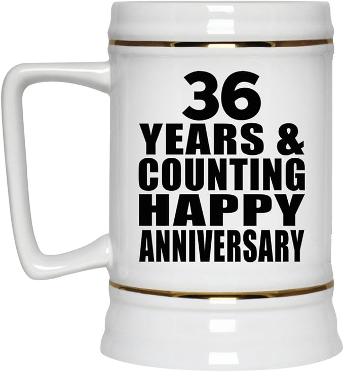 Подарки от Designsify, С 36-й годовщиной! 36 лет и это еще не конец! Керамическая кружка-бокал объемом 22 унции с ручкой для заморозки — для дня рождения, Рождества, Дня матери, Дня отца, вечеринки, для мужчин, женщин, для него и для нее.