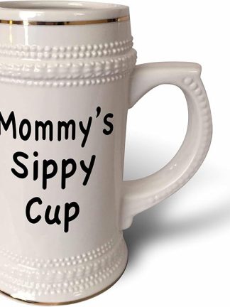 Детская кружка-непроливайка 3dRose Mommy’s sippy cup - Stein Mug, 18 унций, 22 унции, белая.