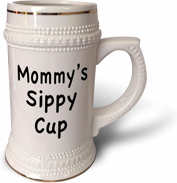 Детская кружка-непроливайка 3dRose Mommy’s sippy cup - Stein Mug, 18 унций, 22 унции, белая.