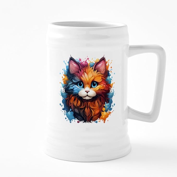 Кружка для пива из керамики CafePress с изображением милого кота, выполненная в акварельном стиле, объемом 25 унций.