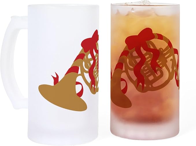 Кружка для пива CafePress French Horn Christmas Frosted Stein объемом 16 унций (473 мл) из матового стекла.