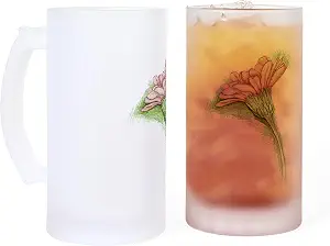 Пивная кружка CafePress Gerbra из матового стекла нежно-розового и зеленого цвета, объемом 473 мл (16 унций).