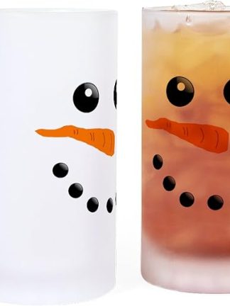 Кружка для пива CafePress Snowman Face Frosted Stein объемом 16 унций (473 мл) из матового стекла.