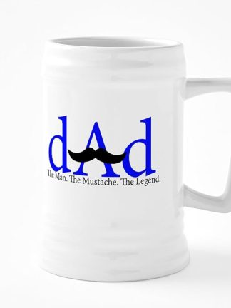 Керамическая пивная кружка CafePress с синими усами «Папа» (740 мл).