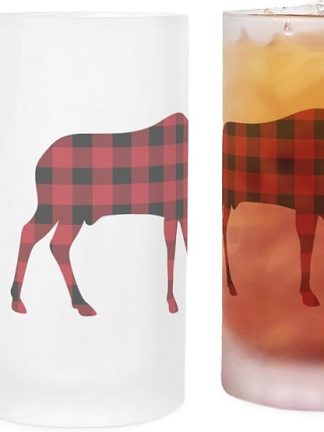Кружка для пива CafePress с силуэтом лося в клетку, матовое стекло, 16 унций.