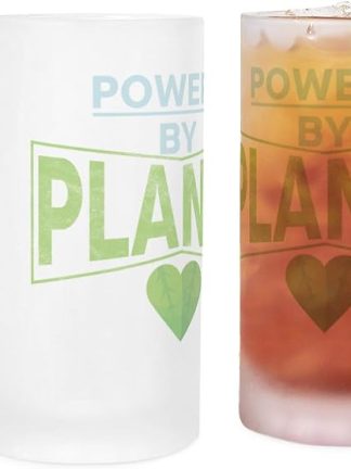 CafePress Powered By Plants Veganism Wellness Frosted Stein 16 oz Frosted Glass Beer Mug