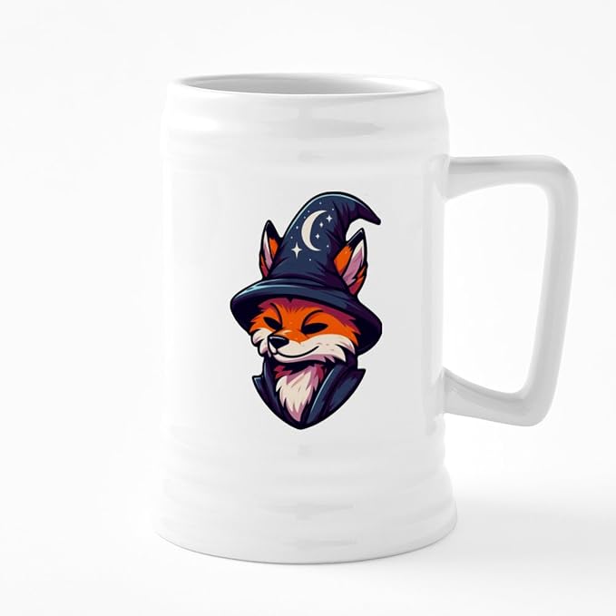 Керамическая пивная кружка CafePress Fox Wizard Magic Fantasy объемом 25 унций.
