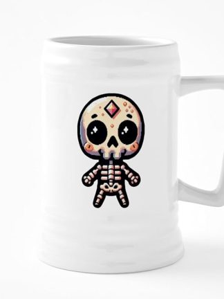 Керамическая пивная кружка CafePress с изображением скелета в стиле пиксельной графики, объемом 25 унций.
