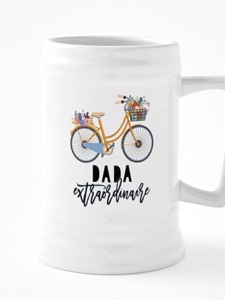 CafePress Dada Extraordinaire Floral Bike 25 oz Ceramic Beer Stein Mug