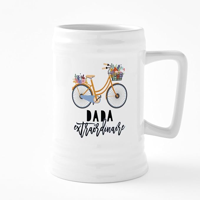 CafePress Dada Extraordinaire Floral Bike 25 oz Ceramic Beer Stein Mug
