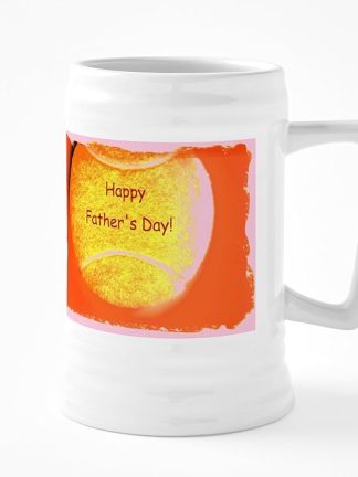 CafePress Оранжевый теннисный мяч, День отца, желтый, 4Kent, керамическая пивная кружка объемом 25 унций