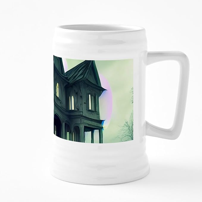 Керамическая пивная кружка CafePress Дом с привидениями объемом 25 унций.